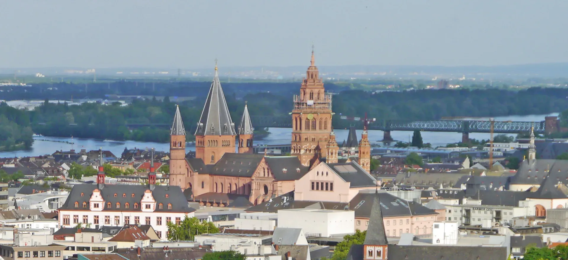 Blick über Mainz auf den Dom und den Rhein